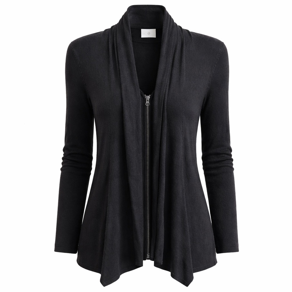 Anthropologie Laurie B. Black Cardigan Hidden Zipper Small Officecore Career